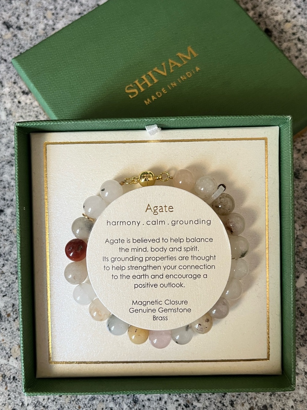 Shivam: Natural Agate Beaded Bracelet in Multicolor -